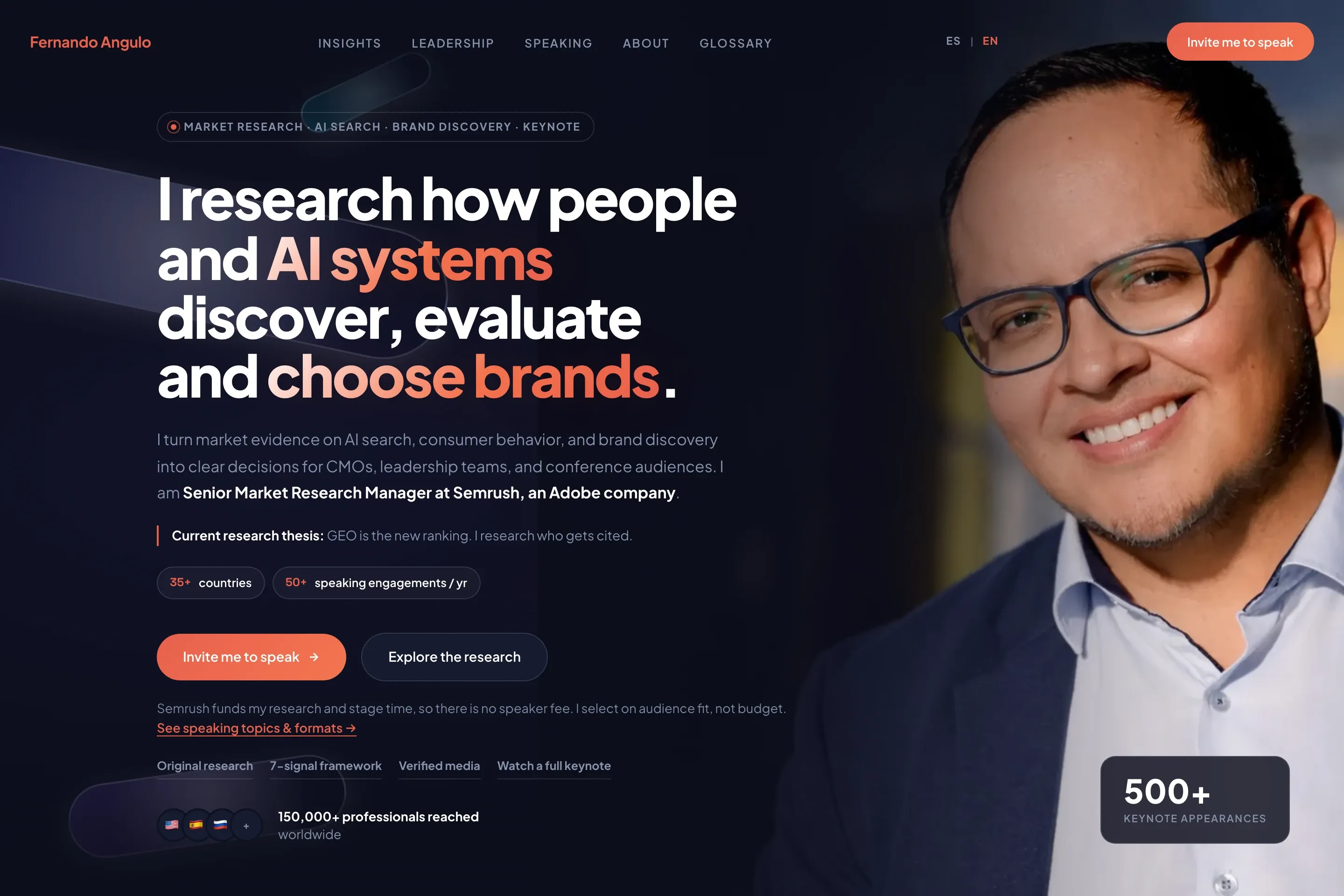 Web personal de Fernando Angulo con su diseño e identidad editorial actuales.